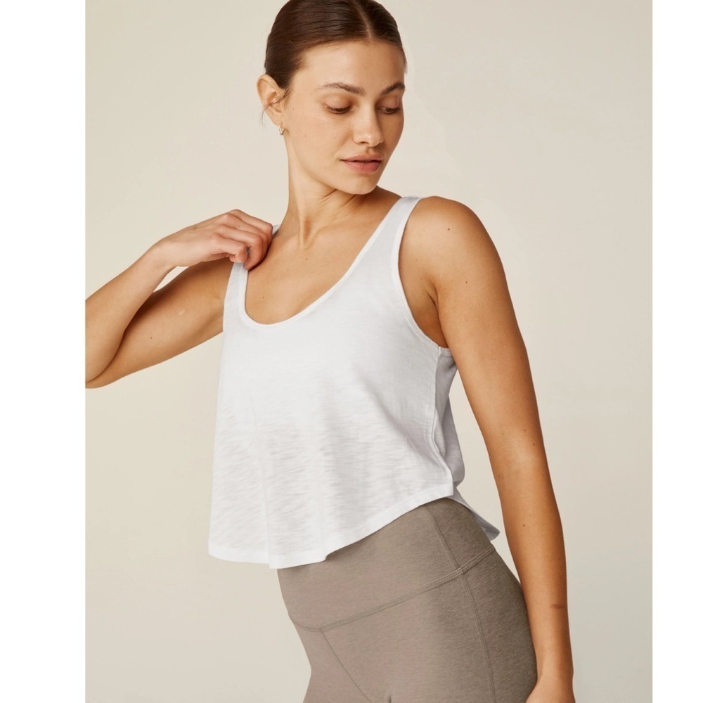 Beyond Yoga Women's Large Well Traveled Tank White NWT Slub Jersey Fabric - Picture 8 of 9